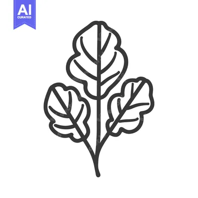 Aset premium populer: Line Drawing of a Single Sprig with Three Leaves