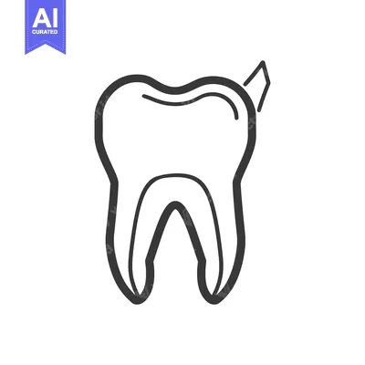 Aset premium populer: Line Drawing of a Single Tooth with a Filling