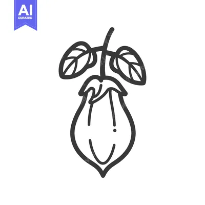 Premium design asset: Line drawing of a single, whole, unpeeled hazelnut
