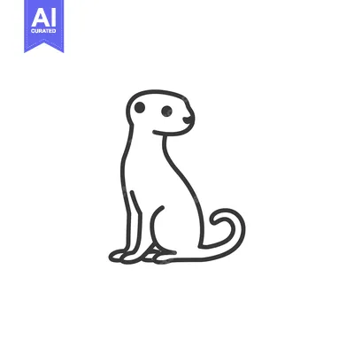 Premium design asset: Line Drawing of a Sitting Cat