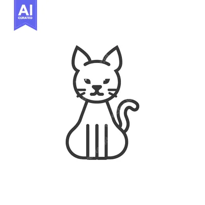 Aset premium populer: Line Drawing of a Sitting Cat with a Tail