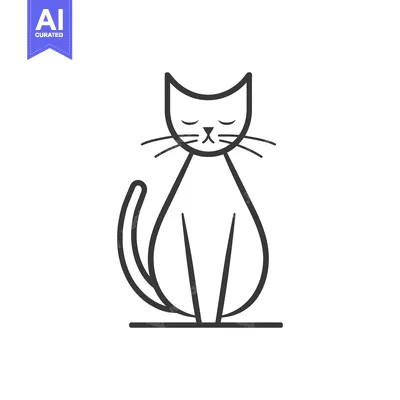 Popular premium asset: Line Drawing of a Sitting Cat with Closed Eyes