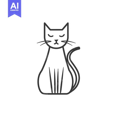 Popular premium asset: Line Drawing of a Sitting Cat with Closed Eyes