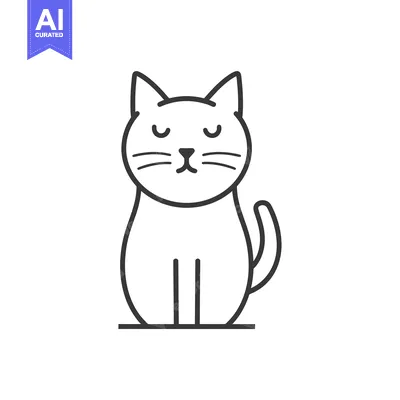 Popular premium asset: Line Drawing of a Sitting Cat with Closed Eyes