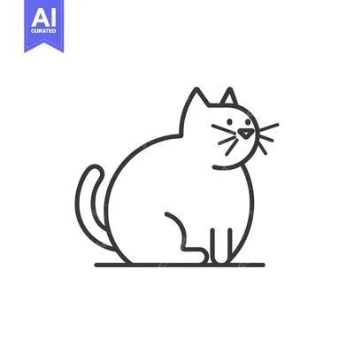 Aset premium populer: Line Drawing of a Sitting Cat with Whiskers