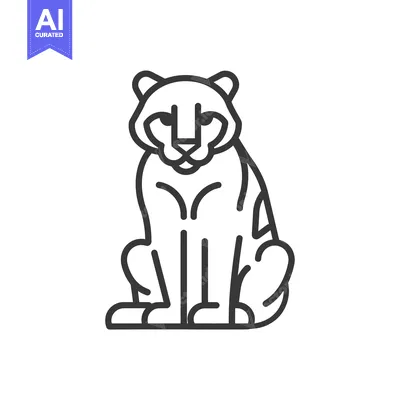 Aset premium populer: Line Drawing of a Sitting Cheetah