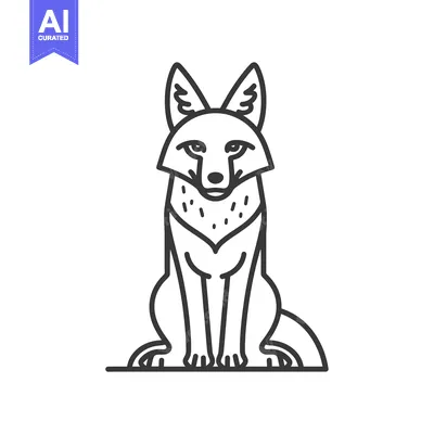 Popular premium asset: Line drawing of a sitting coyote looking forward
