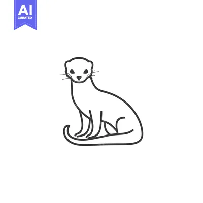Aset premium populer: Line Drawing of a Sitting Ferret