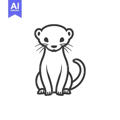 Popular premium asset: Line Drawing of a Sitting Ferret with a Curled Tail