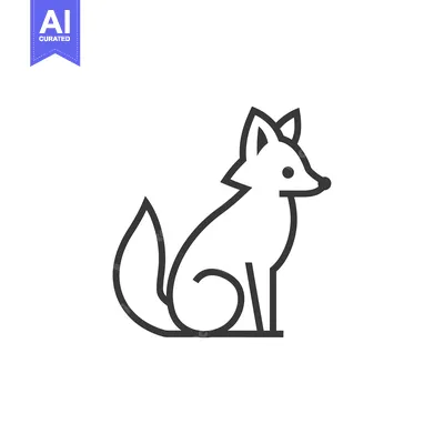 Aset desain premium: Line Drawing of a Sitting Fox