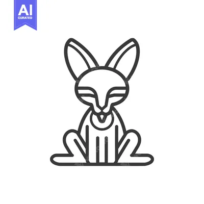 Aset premium populer: Line drawing of a sitting fox with big ears