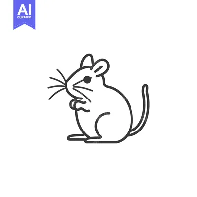 Aset desain premium: Line drawing of a sitting gerbil with a long tail