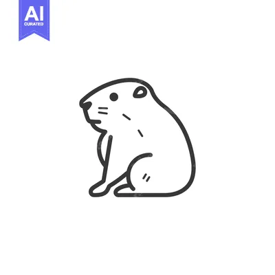 Aset desain premium: Line drawing of a sitting groundhog