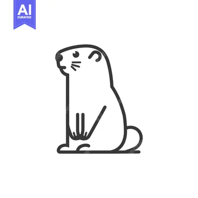 Line Drawing of a Sitting Groundhog