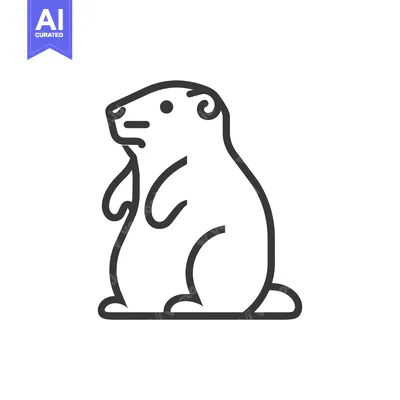 Line Drawing of a Sitting Groundhog