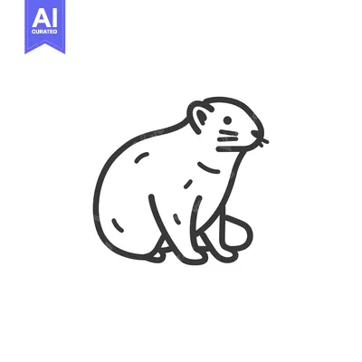 Aset desain premium: Line Drawing of a Sitting Ground Squirrel
