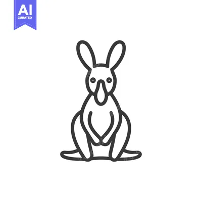 Aset desain premium: Line drawing of a sitting kangaroo