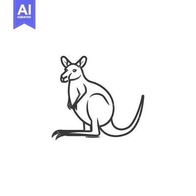 Premium design asset: Line Drawing of a Sitting Kangaroo