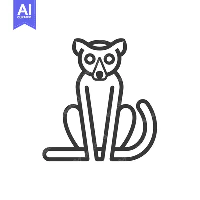 Aset premium populer: Line drawing of a sitting lemur