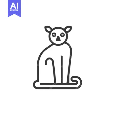 Aset desain premium: Line Drawing of a Sitting Lemur with Big Eyes
