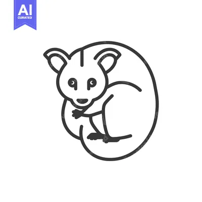 Aset premium populer: Line Drawing of a Sitting Lemur with Large Eyes