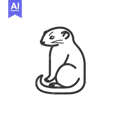 Aset desain premium: Line Drawing of a Sitting Meerkat