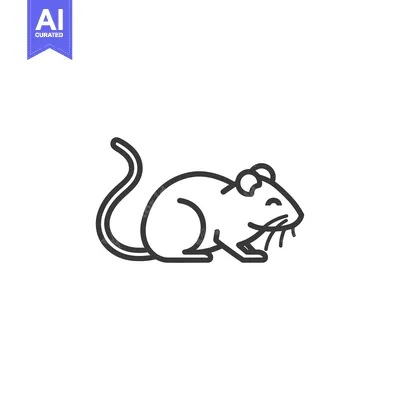 Aset desain premium: Line Drawing of a Sitting Mouse