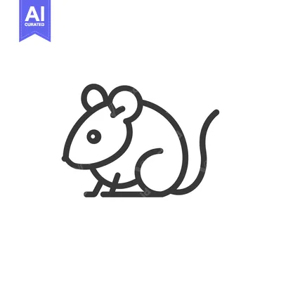 Popular premium asset: Line Drawing of a Sitting Mouse with a Curved Tail