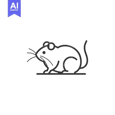 Premium design asset: Line Drawing of a Sitting Mouse with Large Ears