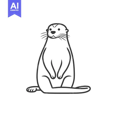 Aset premium populer: Line Drawing of a Sitting Otter