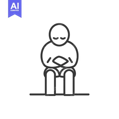 Popular premium asset: Line Drawing of a Sitting Person with Their Hands Clasped