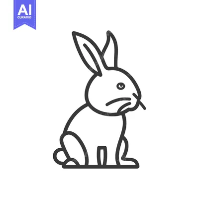 Aset desain premium: Line Drawing of a Sitting Rabbit