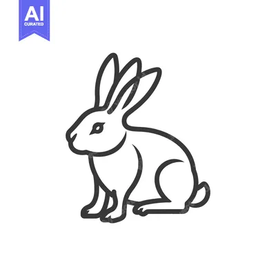 Line drawing of a sitting rabbit