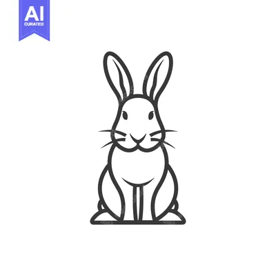 Premium design asset: Line Drawing of a Sitting Rabbit