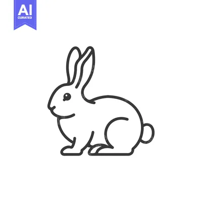 Aset premium populer: Line Drawing of a Sitting Rabbit