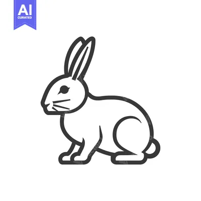 Aset desain premium: Line Drawing of a Sitting Rabbit