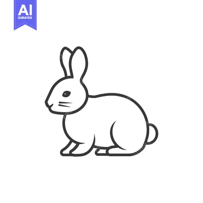 Premium design asset: Line Drawing of a Sitting Rabbit