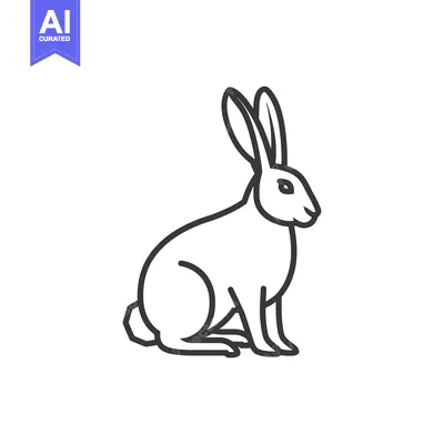 Aset premium populer: Line drawing of a sitting rabbit with long ears