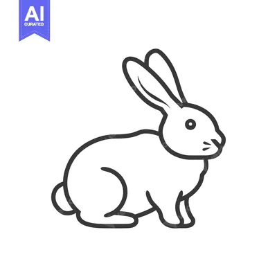 Aset premium populer: Line Drawing of a Sitting Rabbit with Long Ears