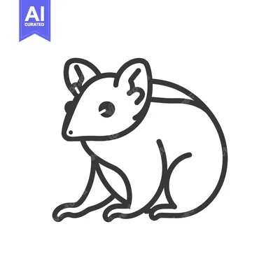 Aset premium populer: Line Drawing of a Sitting Small Animal with Large Ears