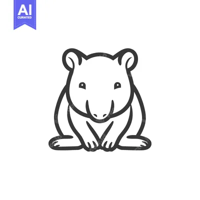 Line Drawing of a Sitting Tapir