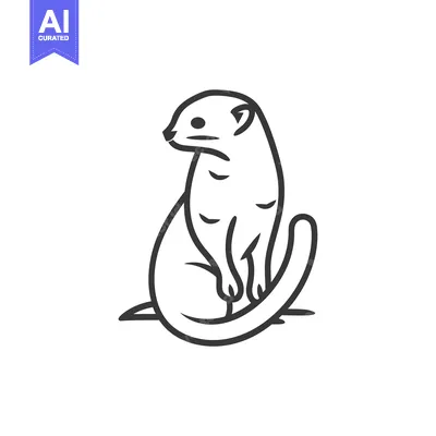 Aset premium populer: Line Drawing of a Sitting Weasel or Ferret