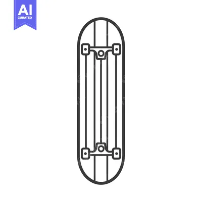 Aset premium populer: Line Drawing of a Skateboard Deck and Trucks