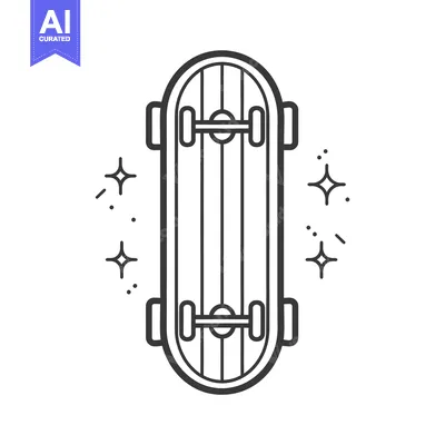 Aset premium populer: Line Drawing of a Skateboard with Shining Stars