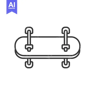 Premium design asset: Line drawing of a skateboard with trucks and wheels
