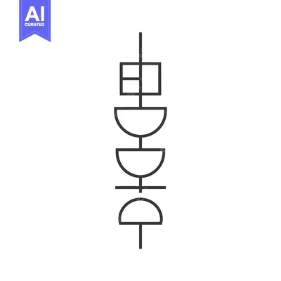 Aset desain premium: Line Drawing of a Skewer with Four Items