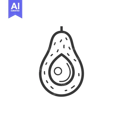 Line Drawing of a Sliced Avocado