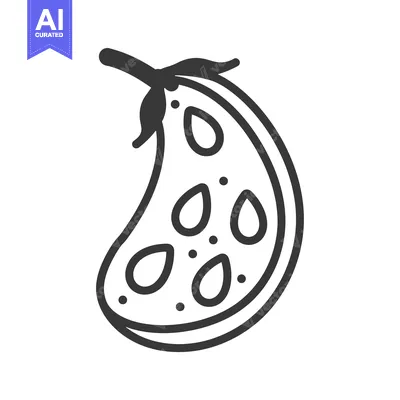 Premium design asset: Line Drawing of a Sliced Eggplant with Seeds