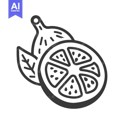 Premium design asset: Line Drawing of a Sliced Fig with a Leaf