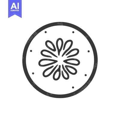 Popular premium asset: Line drawing of a slice of kiwi fruit